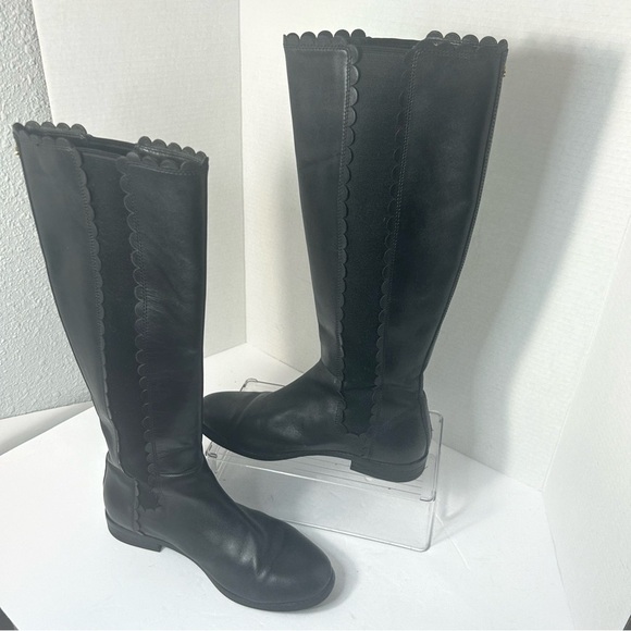Kate Spade Women’s Leather Riding Boots Pull On Calf High Black - Picture 6 of 8